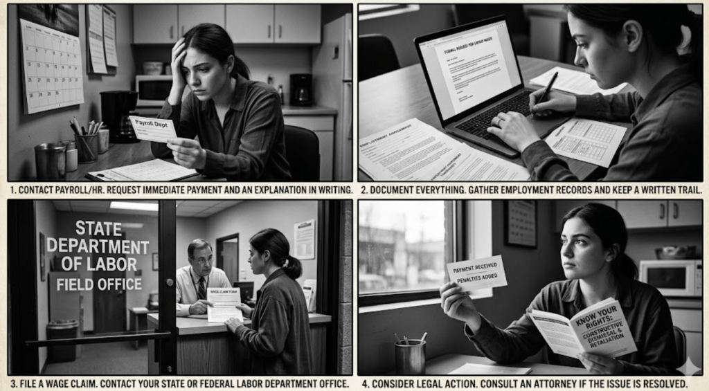 what to do when your paychec is late